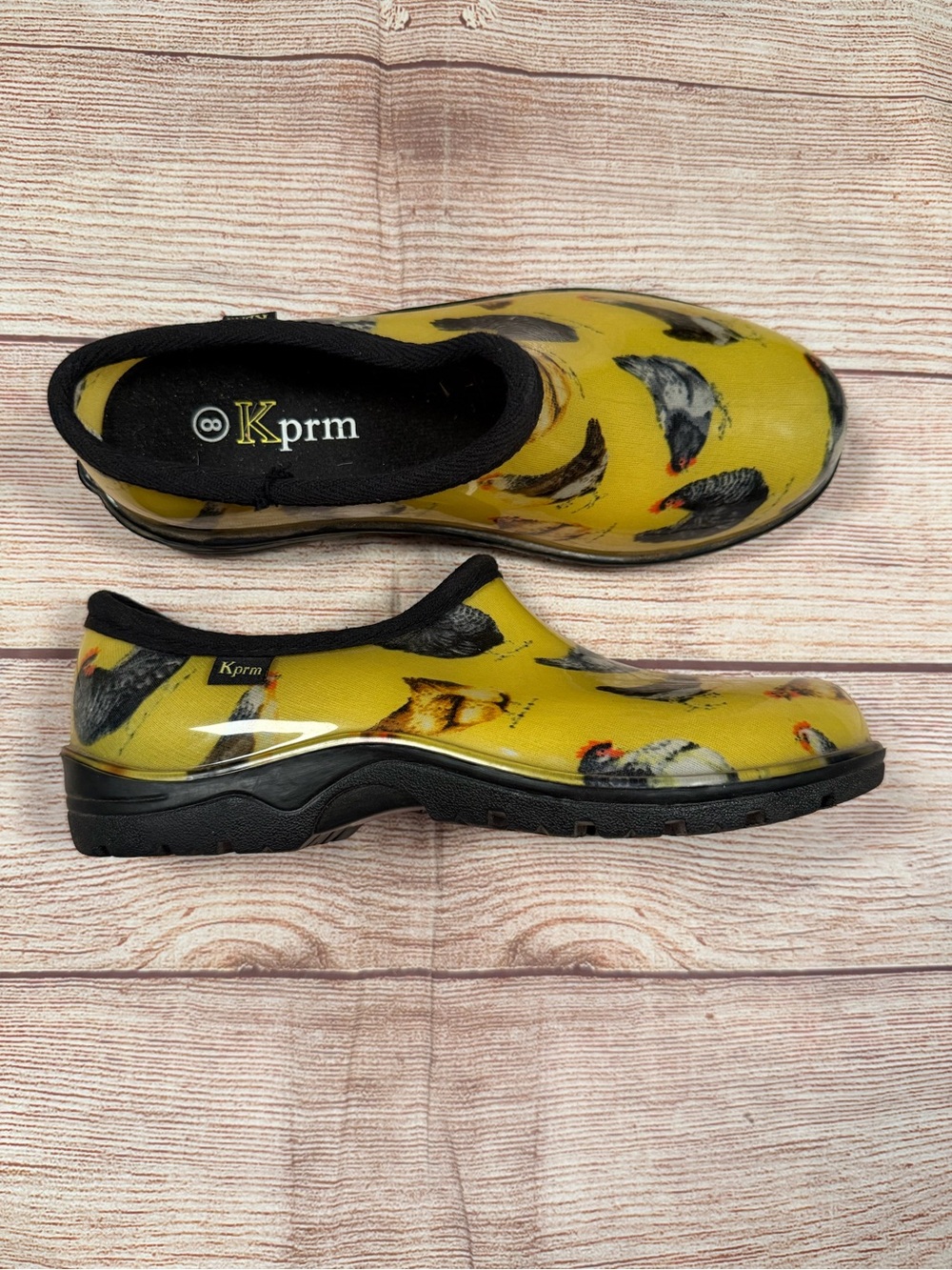 KPRM Yellow Chicken Print Waterproof‎ Clogs - Gardening, Outdoors, Rain Shoe